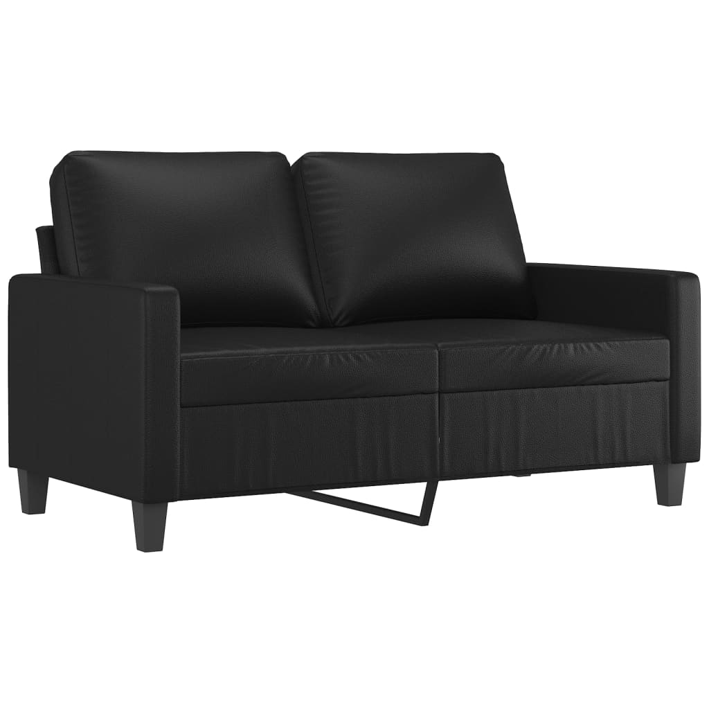 2 Piece Sofa Set with Cushions Black Faux Leather