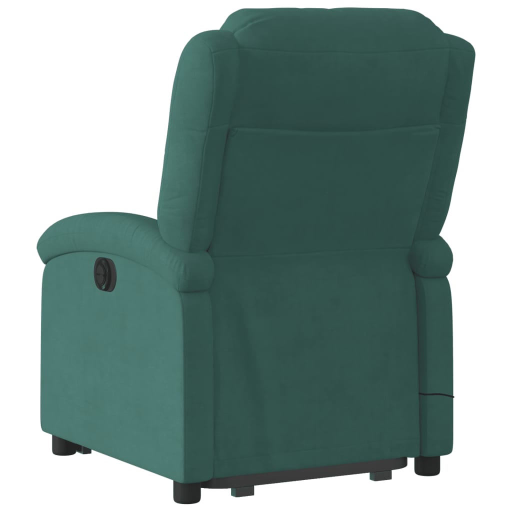 Electric Stand up Massage Recliner Chair Dark Green Velvet