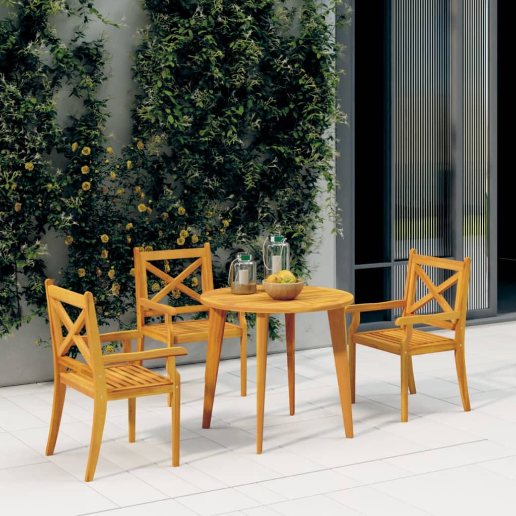 Patio Dining Chairs 3 pcs Solid Wood Acacia