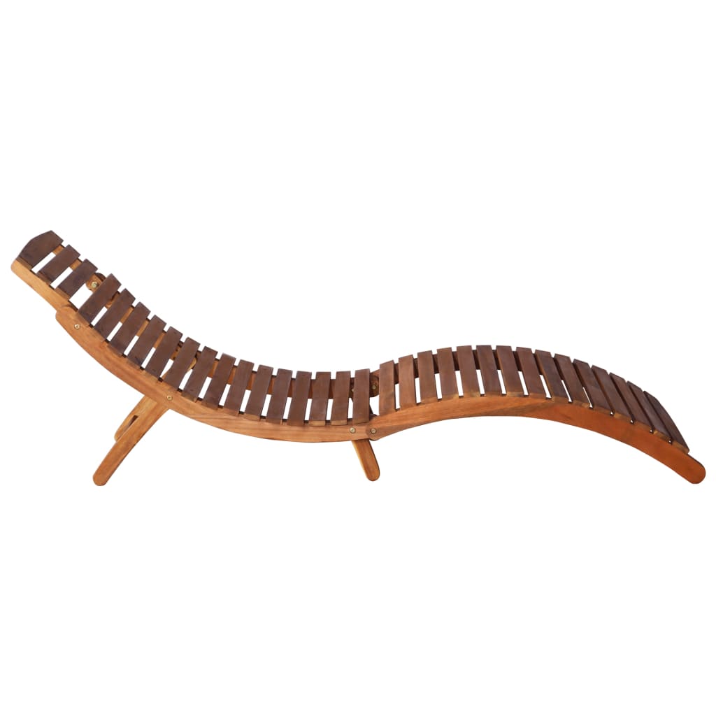 Sunlounger with Table Solid Acacia Wood Brown