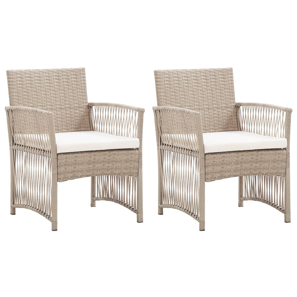 Patio Armchairs with Cushions 2 pcs Black Poly Rattan