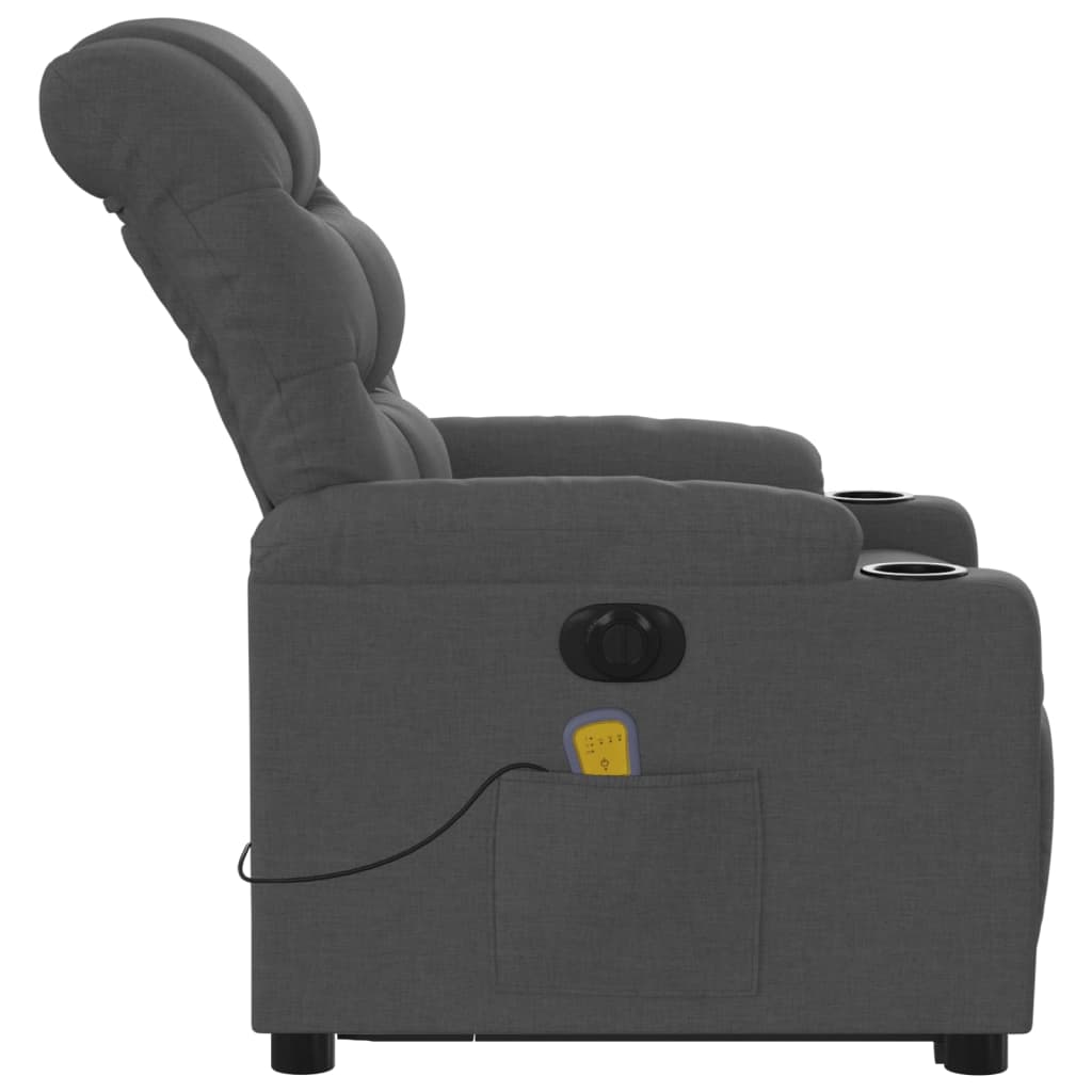 Electric Stand up Massage Recliner Chair Dark Gray Fabric