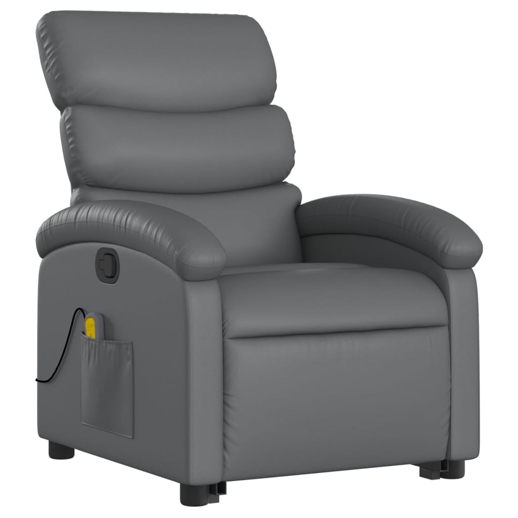 Stand up Massage Recliner Chair Gray Faux Leather