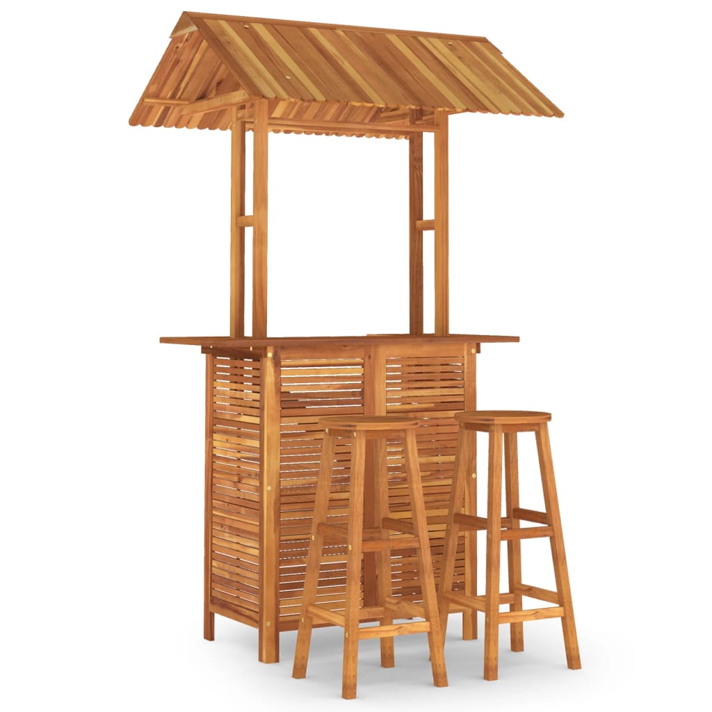 3 Piece Patio Bar Set Solid Wood Acacia