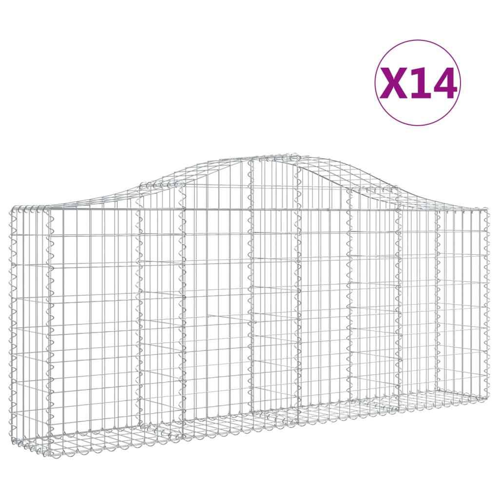 Arched Gabion Baskets 14 pcs 78.7"x11.8"x31.5"/39.4" Galvanized Iron