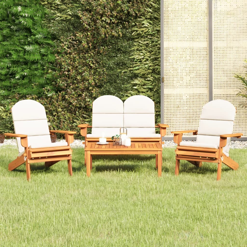 4 Piece Adirondack Patio Lounge Set Solid Wood Acacia