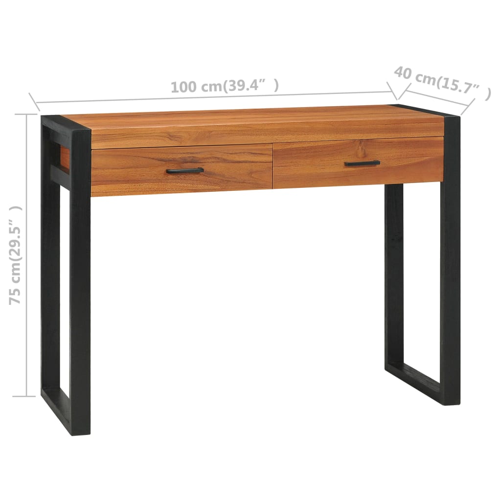 Desk with 2 Drawers 39.4"x15.7"x29.5" Teak Wood