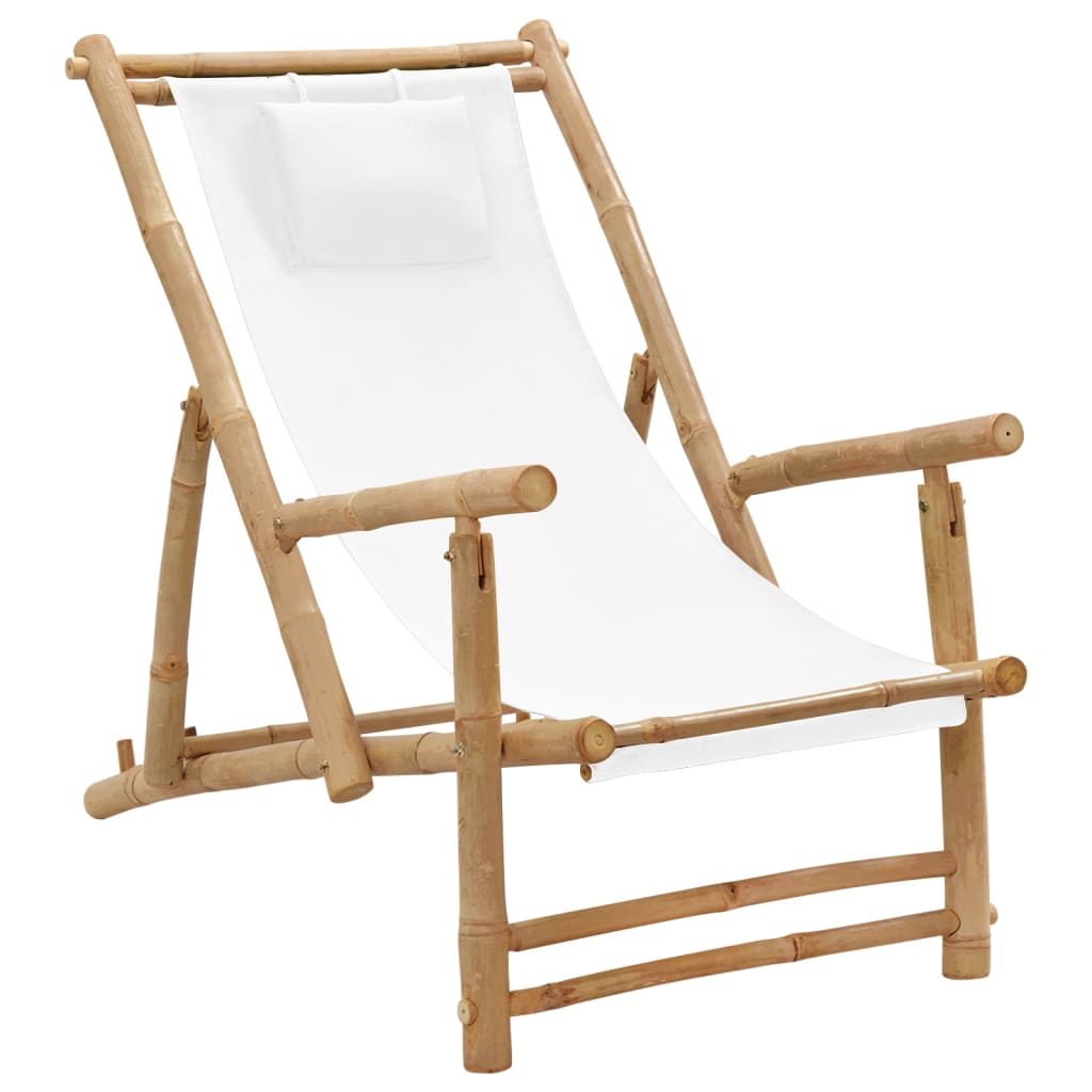 Deck Chair Bamboo and Canvas Red