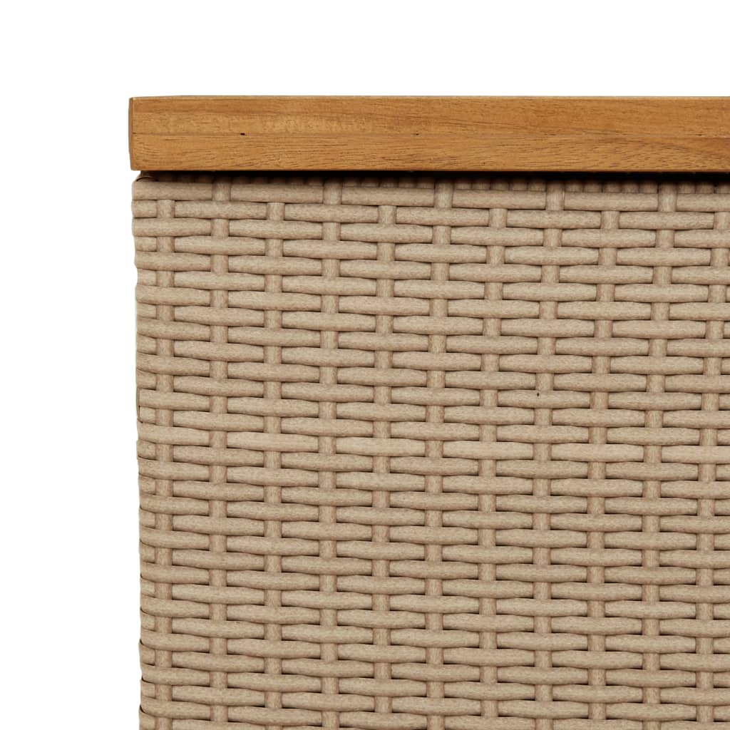 Patio Storage Box Beige 43.3"x21.7"x24.8" Poly Rattan Acacia Wood