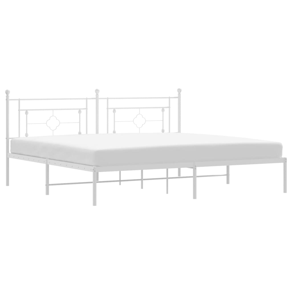 Metal Bed Frame without Mattress with Headboard White 76"x79.9"