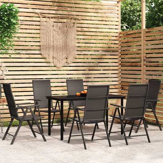 7 Piece Patio Dining Set Black