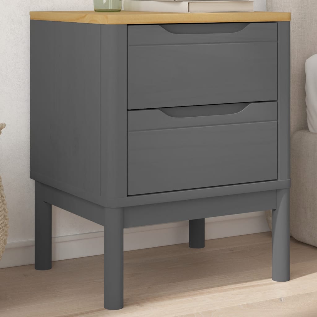 Bedside Cabinet FLORO Gray 17.7"x15.4"x22.4" Solid Wood Pine