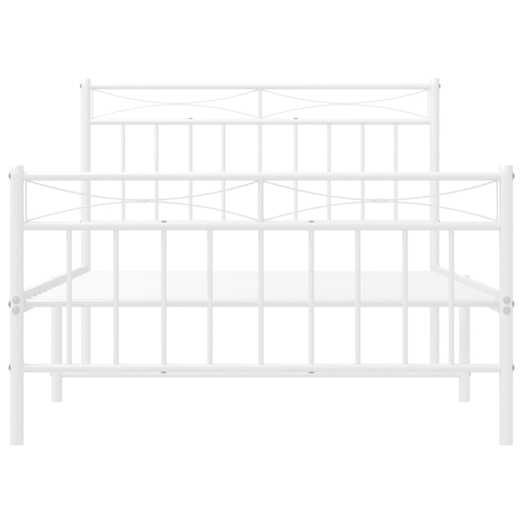 Metal Bed Frame without Mattress with Footboard White 39.4"x78.7"