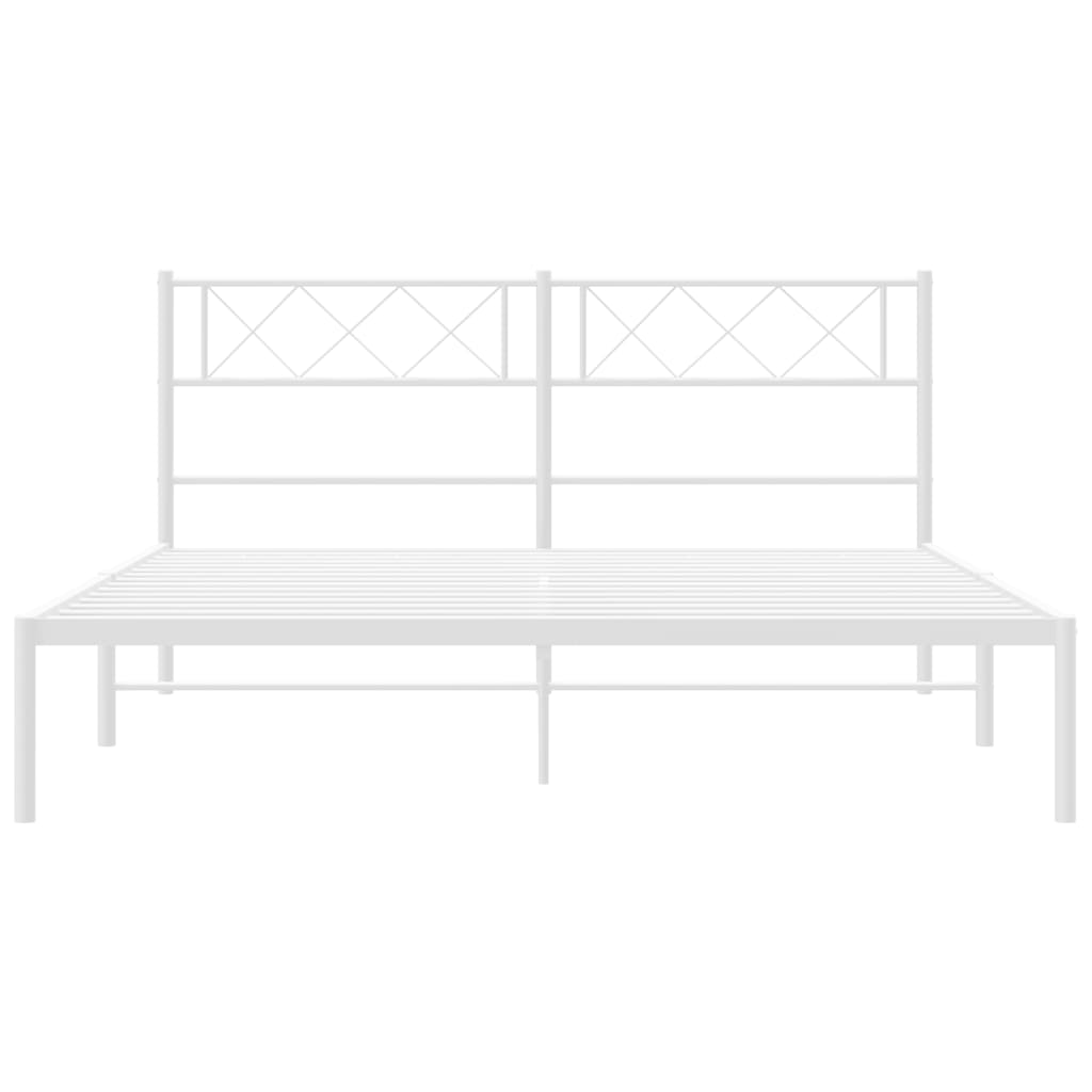 Metal Bed Frame without Mattress with Headboard White 53.1"x74.8"