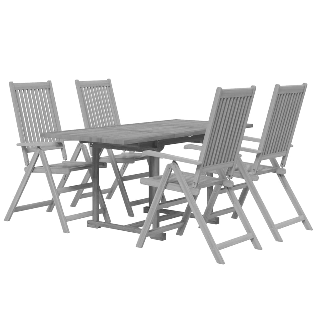 5 Piece Patio Dining Set Solid Wood Acacia