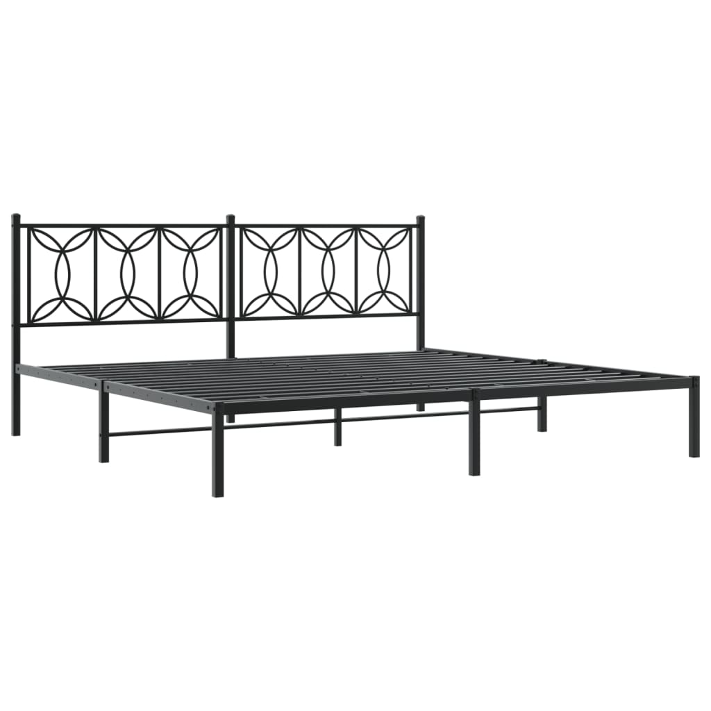 Metal Bed Frame without Mattress with Headboard Black 76"x79.9"