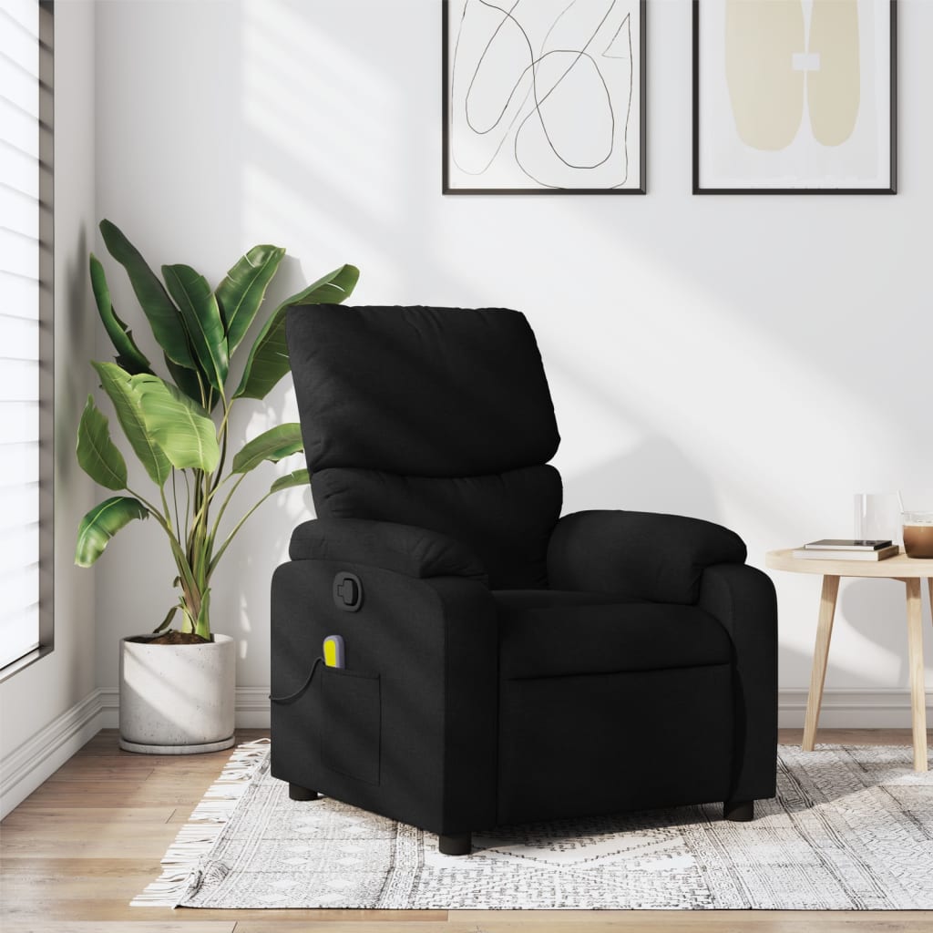 Massage Recliner Chair Dark Green Fabric