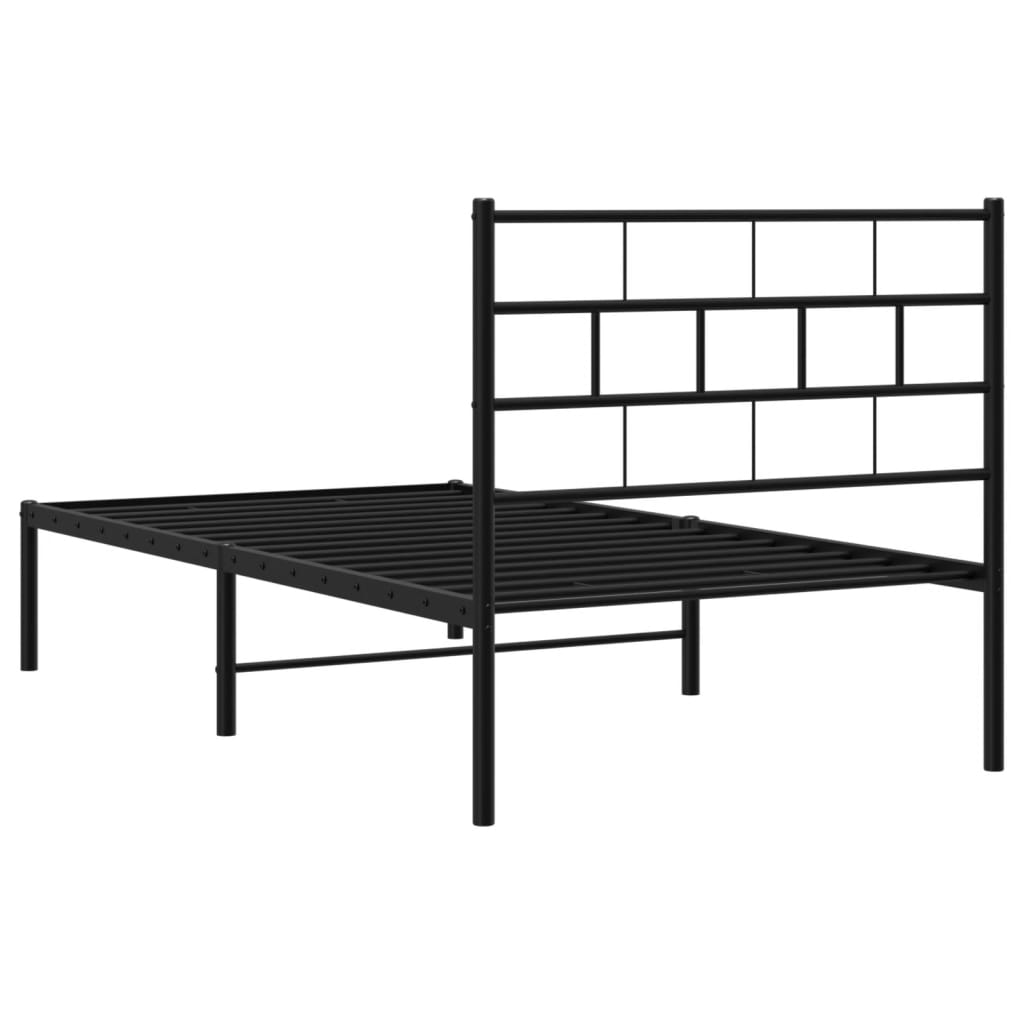 Metal Bed Frame without Mattress with Headboard Black 39.4"x74.8"