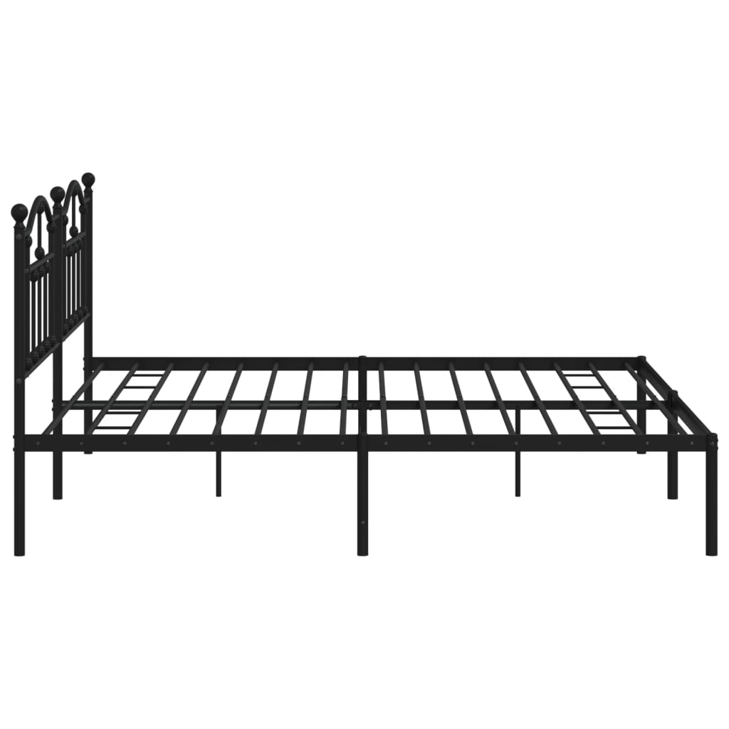 Metal Bed Frame without Mattress with Headboard Black 76"x79.9"