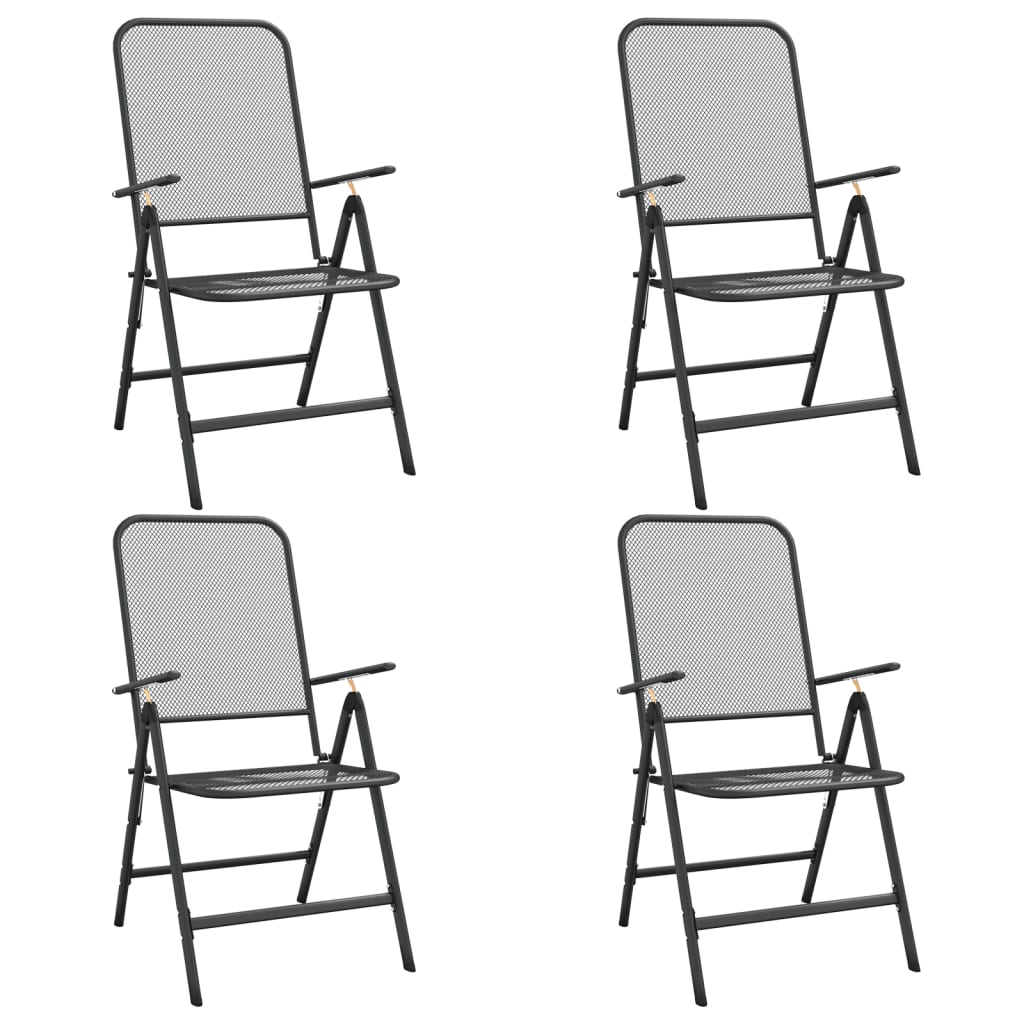 Folding Patio Chairs 4 pcs Expanded Metal Mesh Anthracite