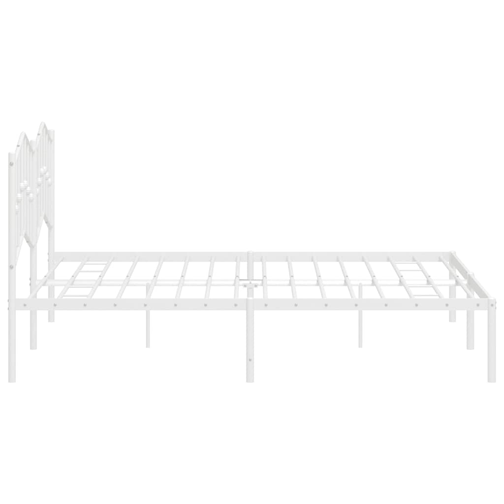 Metal Bed Frame without Mattress with Headboard White 72"x83.9"