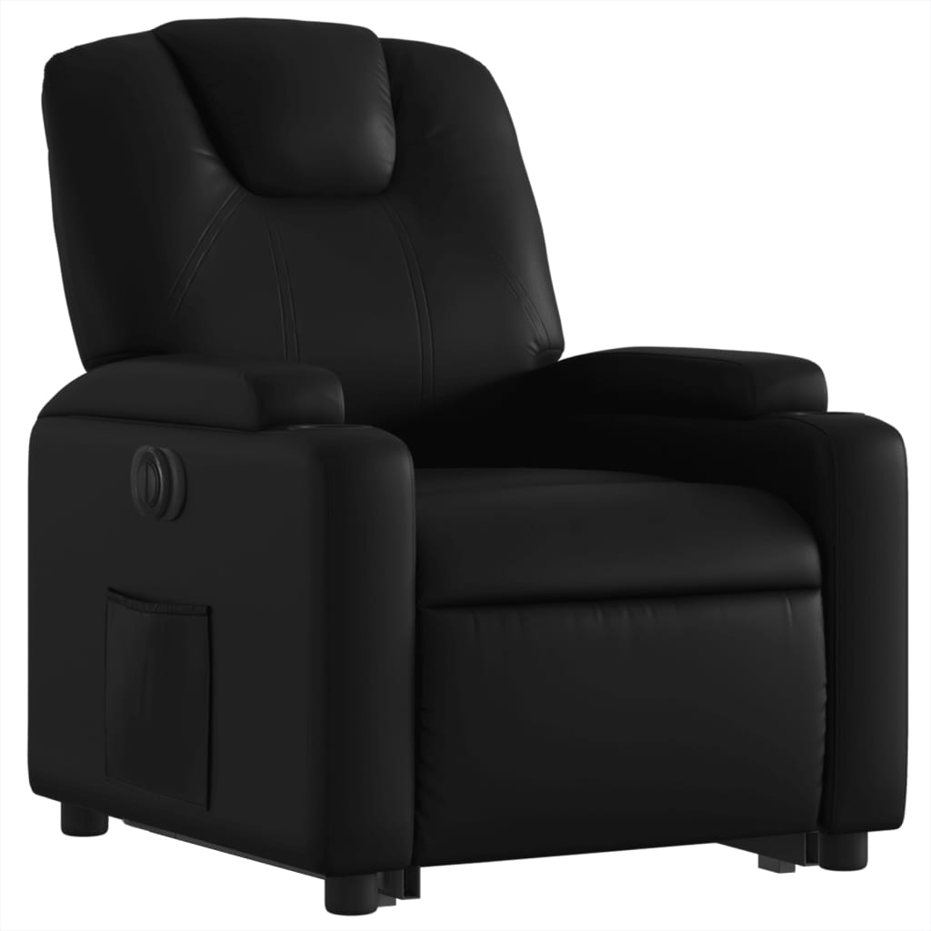 Electric Stand up Recliner Chair Black Faux Leather