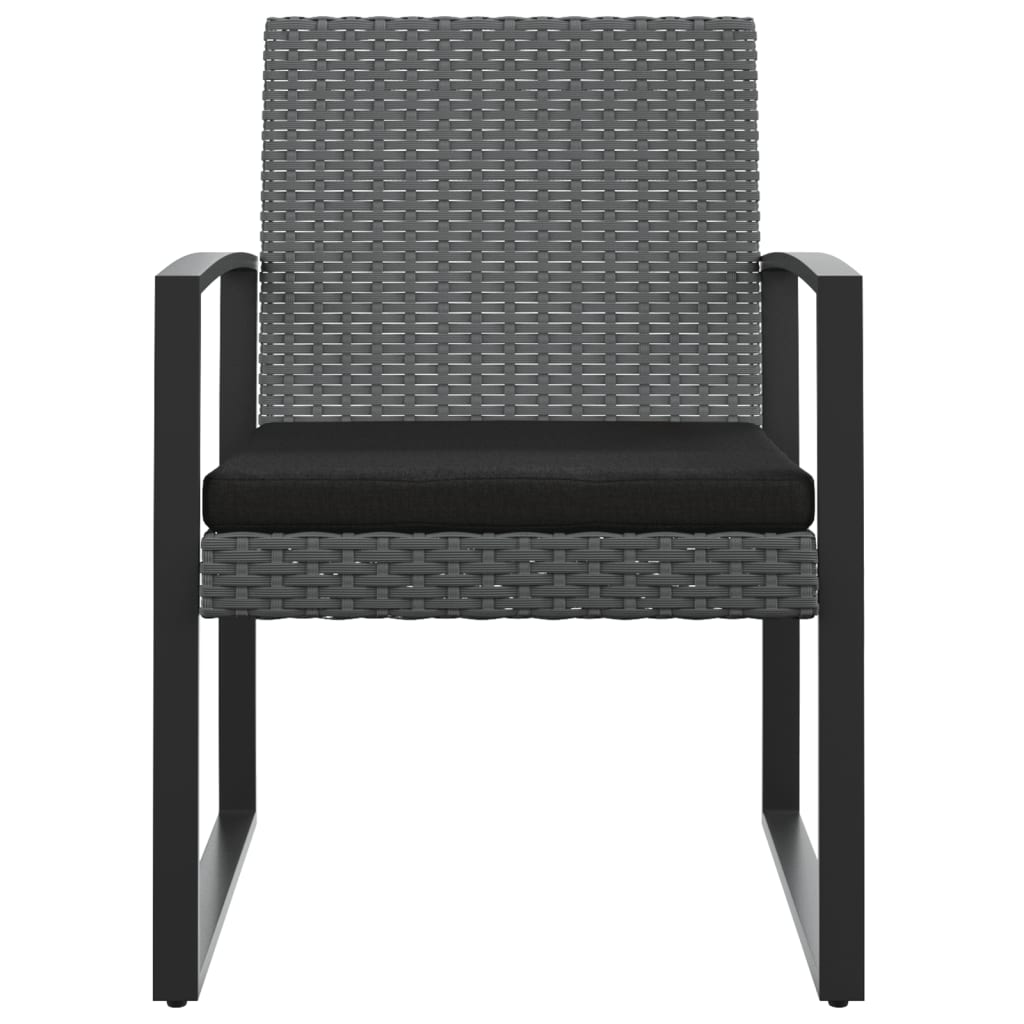 Patio Dining Chairs 2 pcs Dark Gray PP Rattan