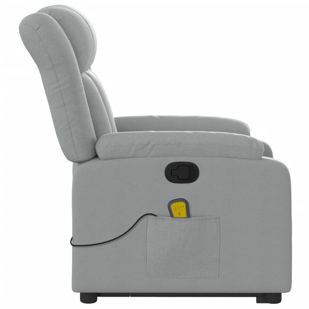 Stand up Massage Recliner Chair Light Gray Fabric