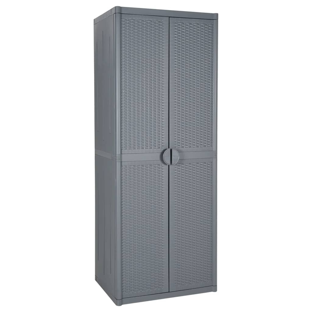 Garden Storage Cabinet Black 25.6"x17.7"x34.6" PP Rattan