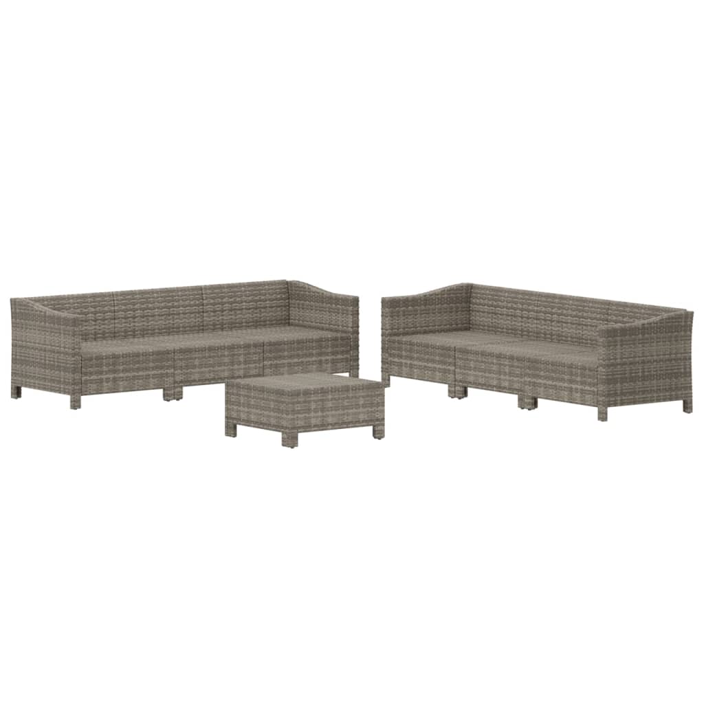 7 Piece Patio Lounge Set with Cushions Gray Poly Rattan