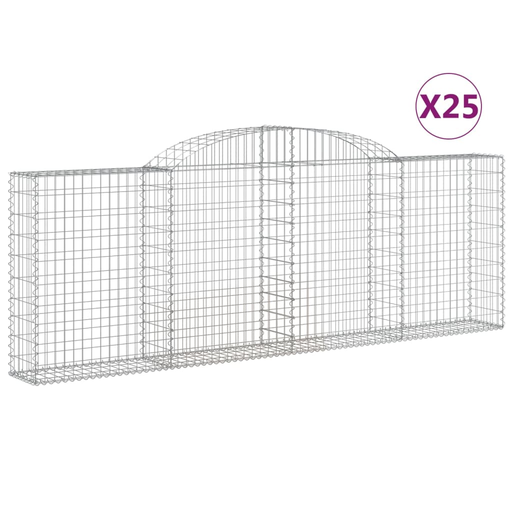 Arched Gabion Baskets 25 pcs 118.1"x11.8"x39.4"/47.2" Galvanized Iron