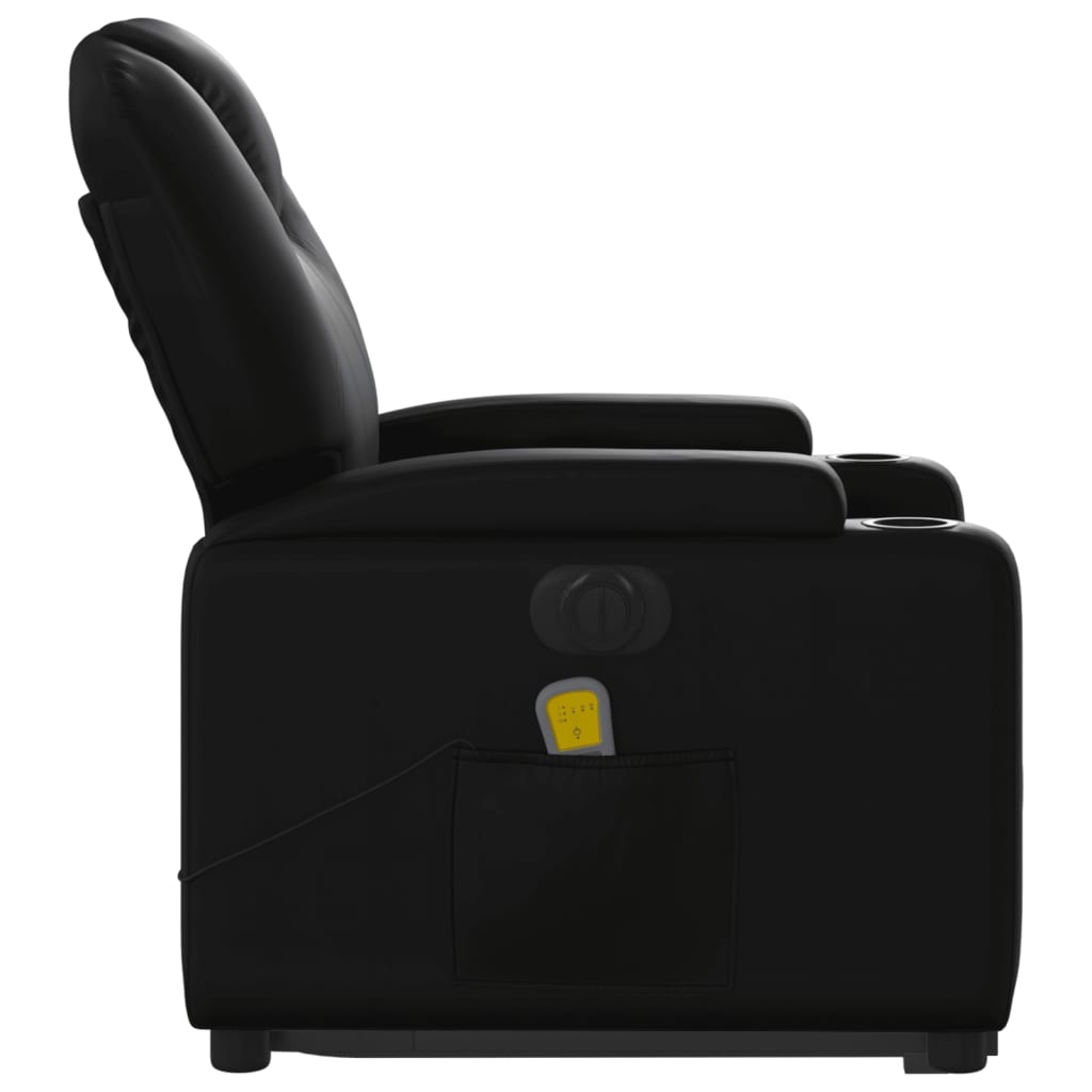 Electric Stand up Massage Recliner Chair Black Faux Leather