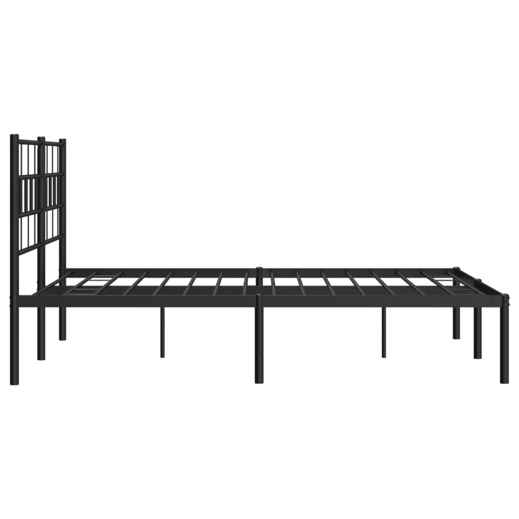 Metal Bed Frame without Mattress with Headboard Black 53.1"x74.8"