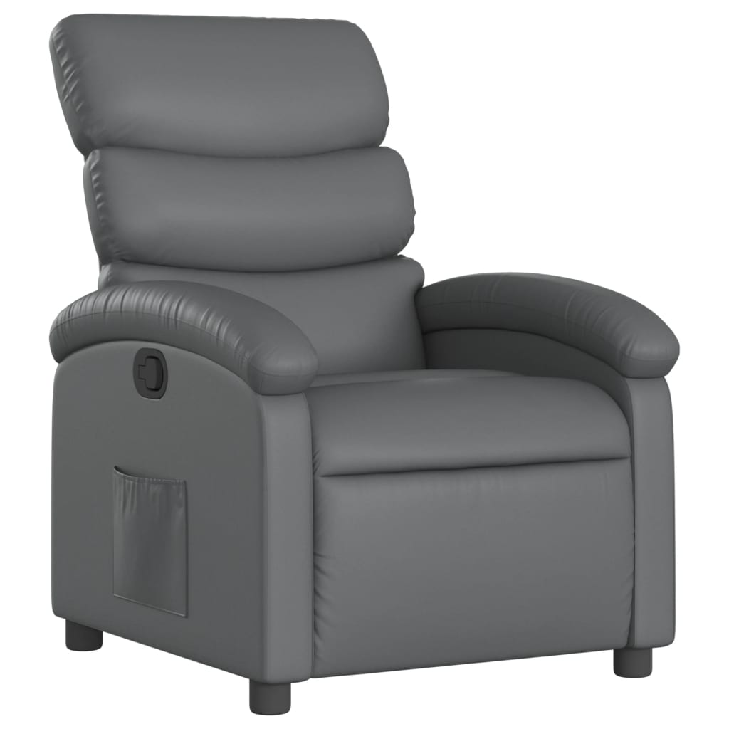 Recliner Chair Gray Faux Leather