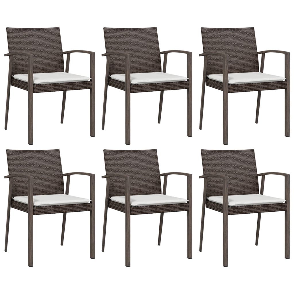 7 Piece Patio Dining Set with Cushions Poly Rattan and Steel