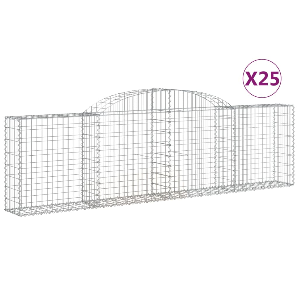 Arched Gabion Baskets 25 pcs 118.1"x11.8"x31.5"/39.4" Galvanized Iron