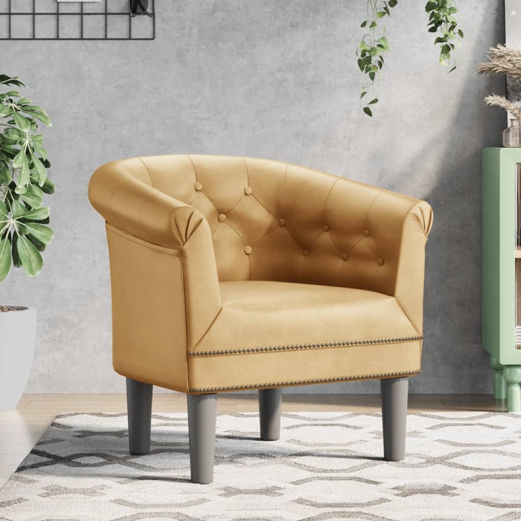 Tub Chair Gold Faux Leather