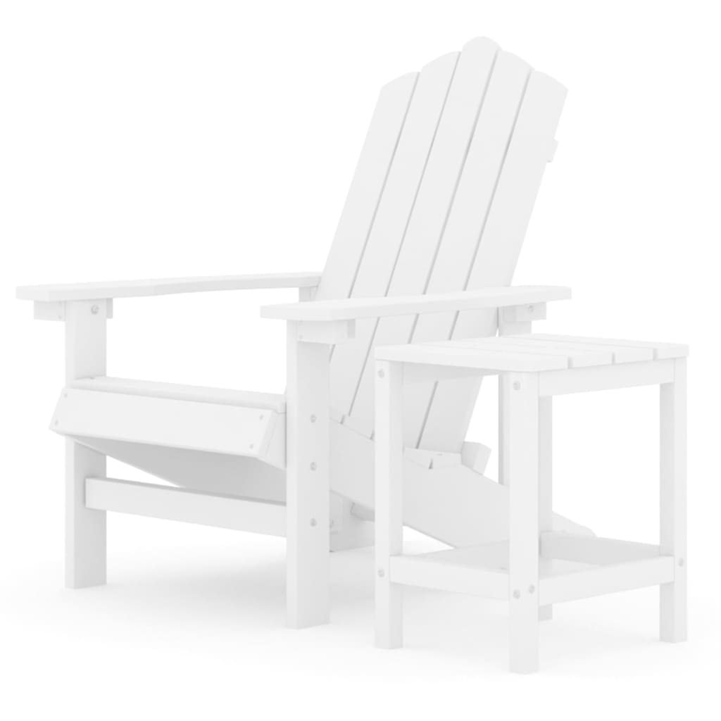 Patio Adirondack Chair with Table HDPE White