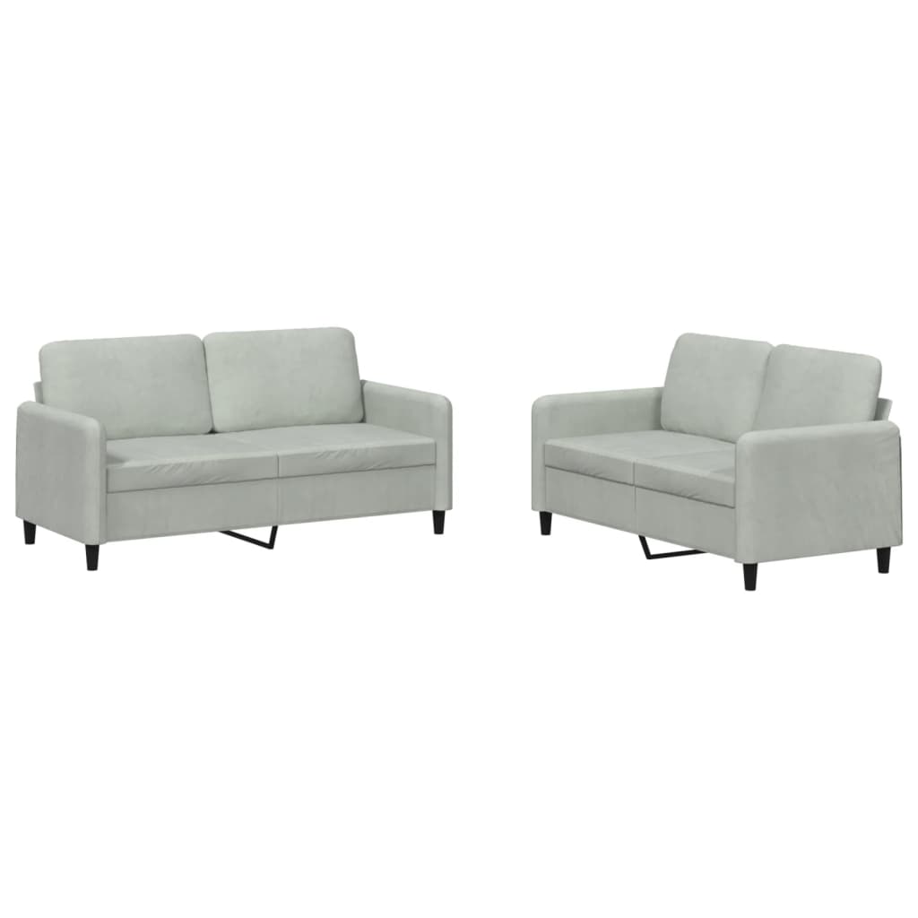 2 Piece Sofa Set Light Gray Velvet