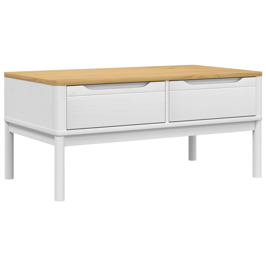 Coffee Table FLORO White 39"x21.9"x17.7" Solid Pine Wood