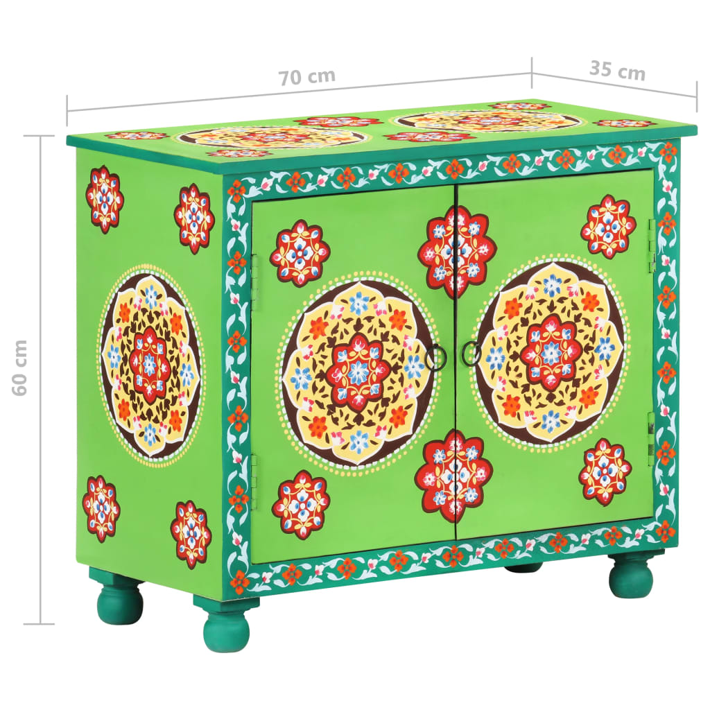 Hand Painted Sideboard Multicolor 27.6"x13.8"x23.6" Solid Mango Wood