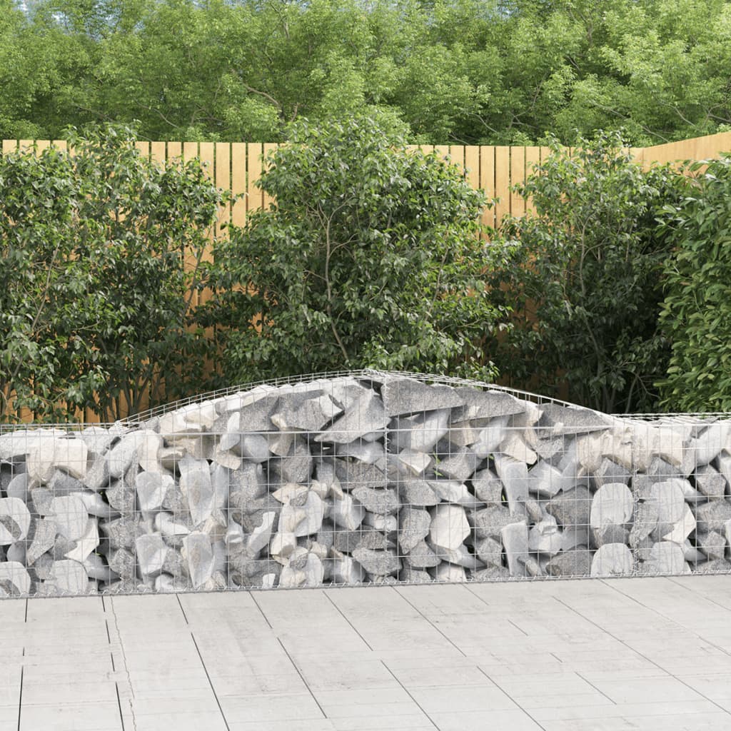 Arched Gabion Baskets 3 pcs 157.5"x19.7"x23.6"/31.5" Galvanized Iron