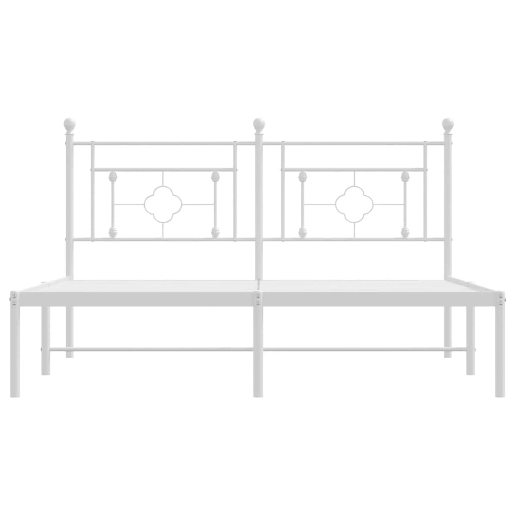 Metal Bed Frame without Mattress with Headboard White 59.1"x78.7"