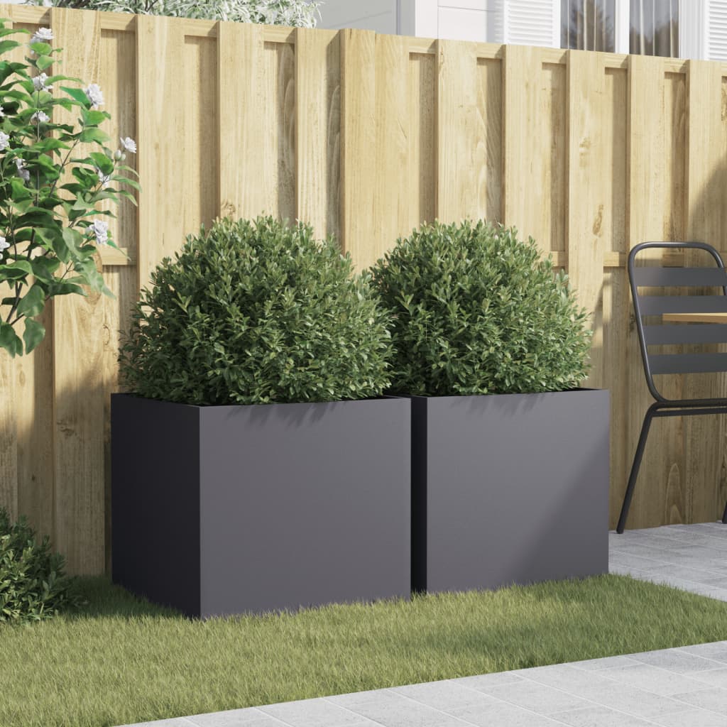 Planters 2 pcs Anthracite 19.3"x18.5"x18.1" Cold-rolled Steel