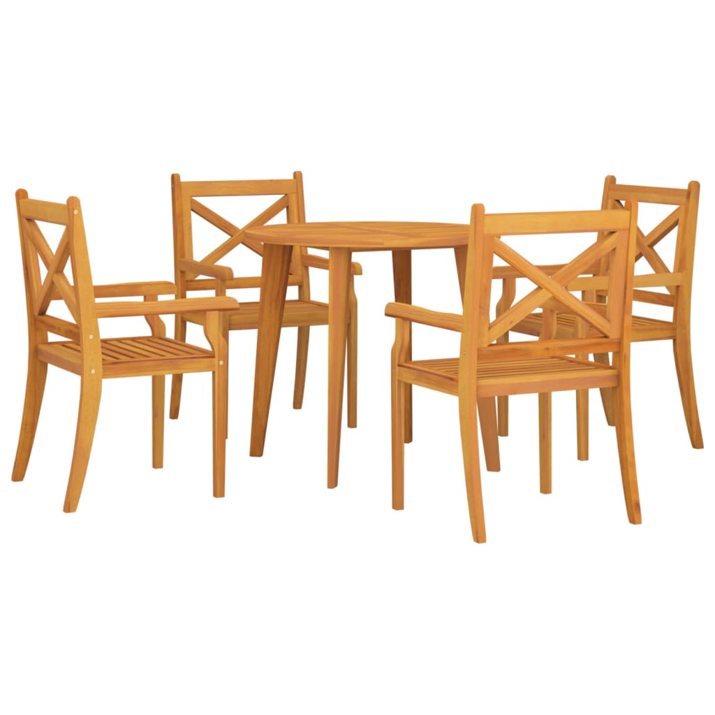 5 Piece Patio Dining Set Solid Wood Acacia