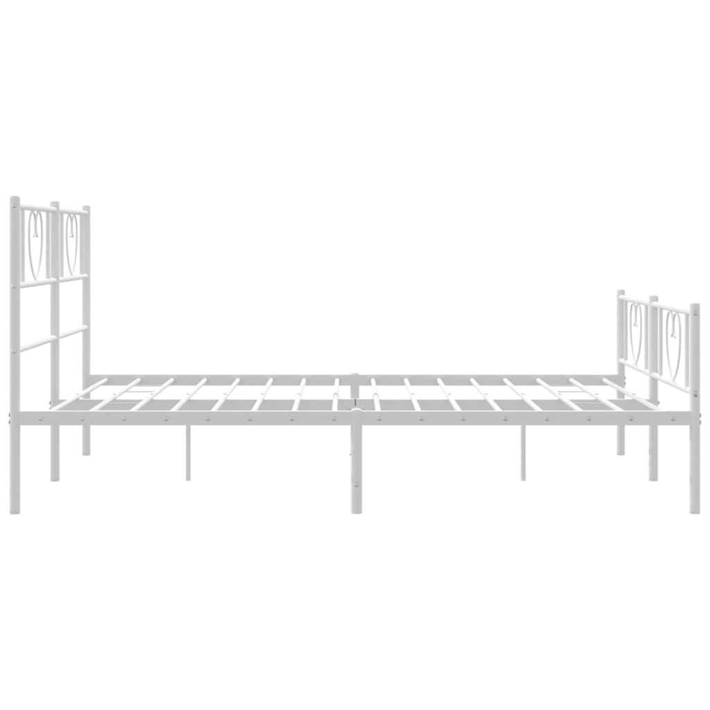 Metal Bed Frame without Mattress with Footboard White 53.1"x74.8"