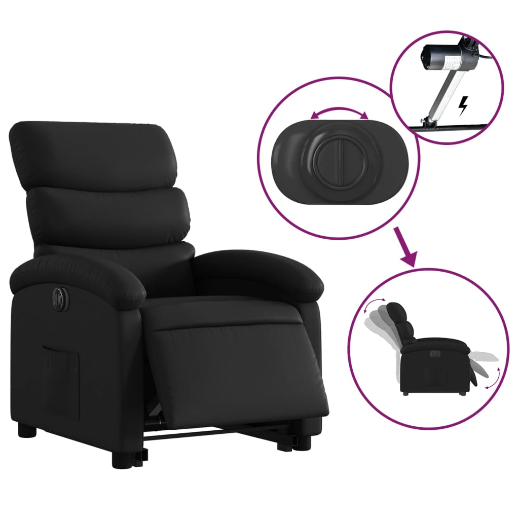 Electric Stand up Recliner Chair Black Faux Leather