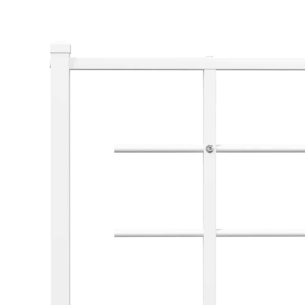 Metal Bed Frame without Mattress with Footboard White 59.1"x78.7"