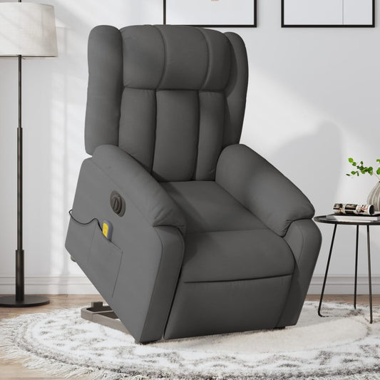 Electric Stand up Massage Recliner Chair Dark Gray Fabric