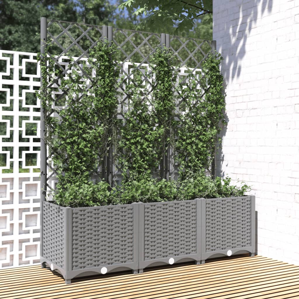 Garden Planter with Trellis Dark Gray 47.2"x15.7"x47.8" PP